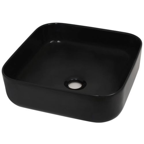 Lavabo carré Céramique Noir 38 x 38 x 13,5 cm - Photo n°2; ?>