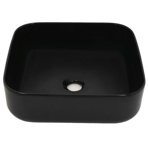 Lavabo carré Céramique Noir 38 x 38 x 13,5 cm - Photo n°3; ?>