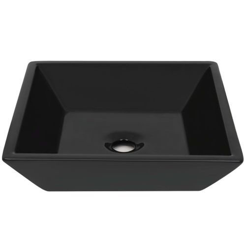 Lavabo Céramique carré Noir 41,5 x 41,5 x 12 cm - Photo n°3; ?>