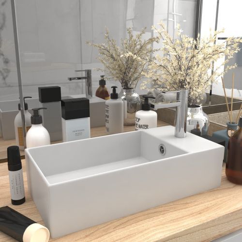 Lavabo de salle de bain avec trop-plein Céramique Blanc mat - Photo n°2; ?>