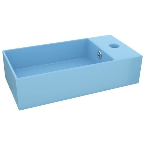 Lavabo de salle de bain avec trop-plein Céramique Bleu clair - Photo n°2; ?>