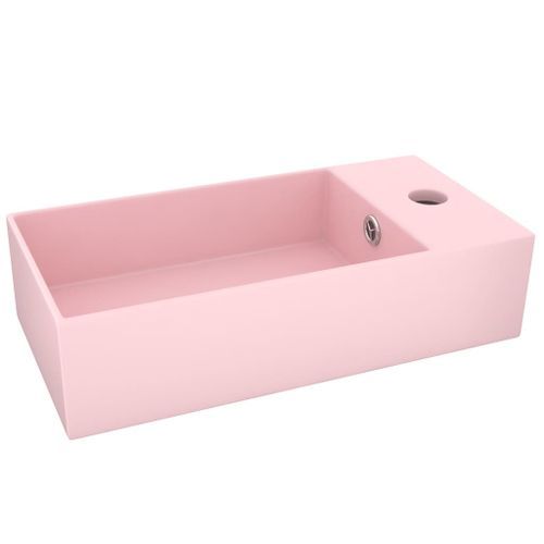 Lavabo de salle de bain avec trop-plein Céramique Rose - Photo n°2; ?>