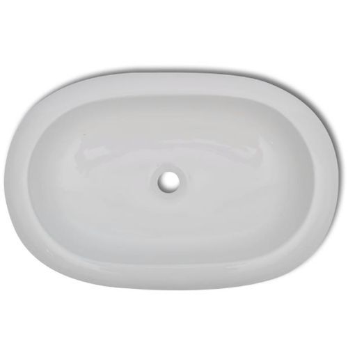 Lavabo en forme ovale Céramique 63 x 42 cm Blanc - Photo n°3; ?>