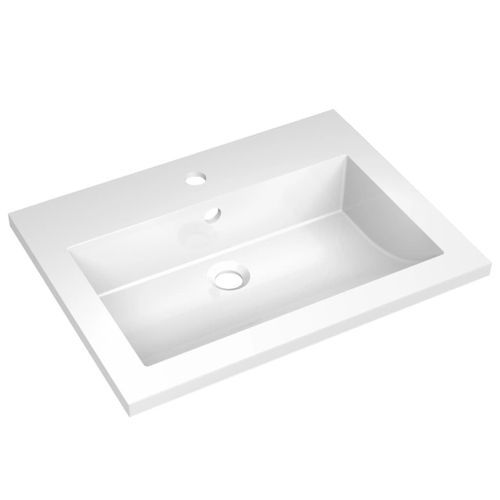 Lavabo en granit 600 x 450 x 120 mm Blanc - Photo n°2; ?>