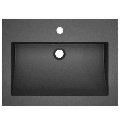 Lavabo en granit 600 x 450 x 120 mm Noir - Photo n°3; ?>