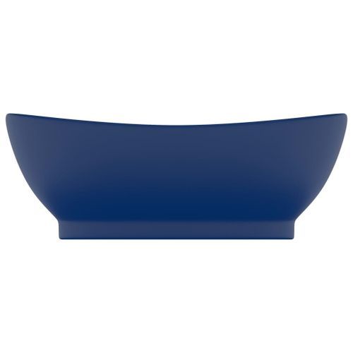 Lavabo ovale à trop-plein Bleu foncé mat 58,5x39 cm Céramique - Photo n°3; ?>