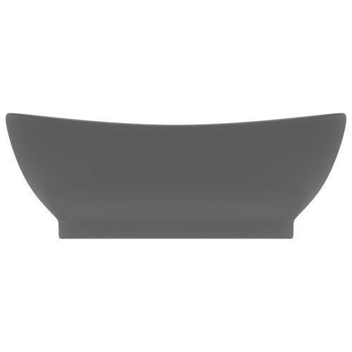 Lavabo ovale à trop-plein Gris foncé mat 58,5x39 cm Céramique - Photo n°3; ?>