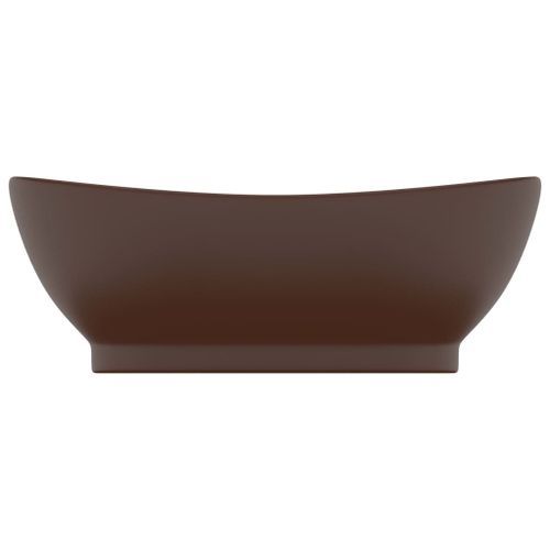 Lavabo ovale à trop-plein Marron foncé mat 58,5x39 cm Céramique - Photo n°3; ?>