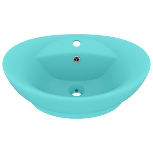 Lavabo ovale à trop-plein Vert clair mat 58,5x39 cm Céramique - Photo n°2; ?>