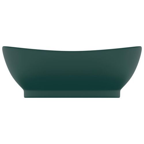 Lavabo ovale à trop-plein Vert foncé mat 58,5x39 cm Céramique - Photo n°3; ?>