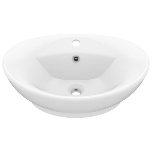 Lavabo ovale de luxe à trop-plein Blanc mat 58,5x39cm Céramique - Photo n°2; ?>