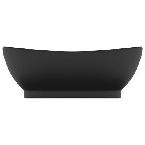 Lavabo ovale de luxe à trop-plein Noir mat 58,5x39 cm Céramique - Photo n°3; ?>