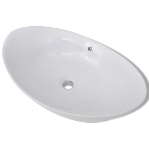 Lavabo ovale en céramique avec trop plein 59 x 38,5 cm - Photo n°2; ?>