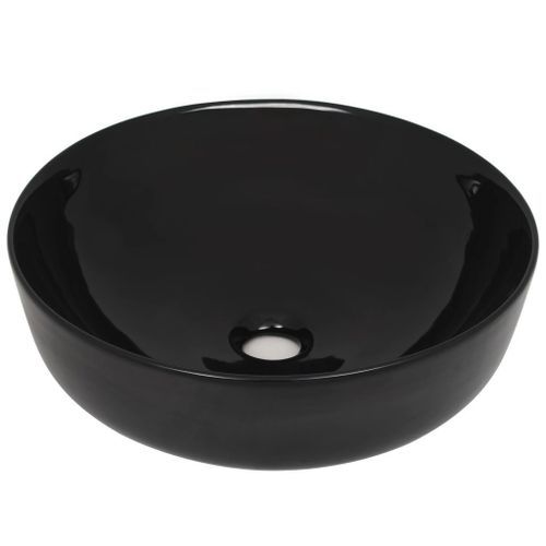 Lavabo rond Céramique Noir 41,5 x 13,5 cm - Photo n°2; ?>