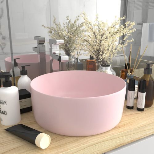 Lavabo rond de luxe Rose mat 40x15 cm Céramique 2 - Photo n°2; ?>