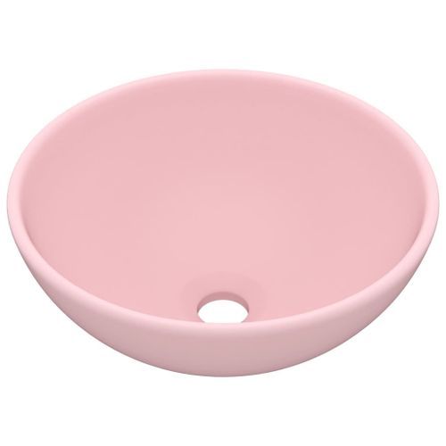 Lavabo rond de salle de bain Rose mat 32,5x14 cm Céramique - Photo n°2; ?>