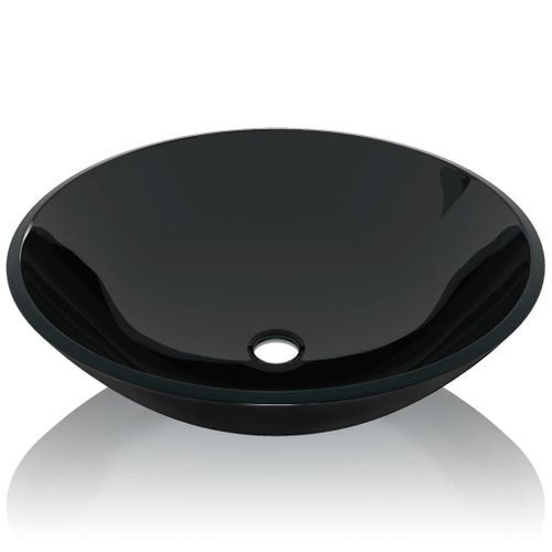 Lavabo Verre trempé 42 cm Noir - Photo n°3; ?>