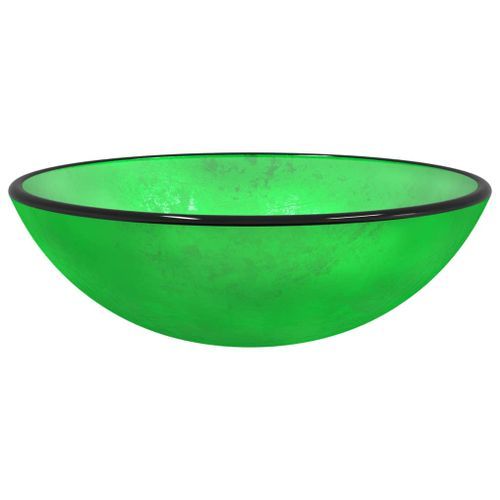 Lavabo Verre trempé 42x14 cm vert - Photo n°2; ?>