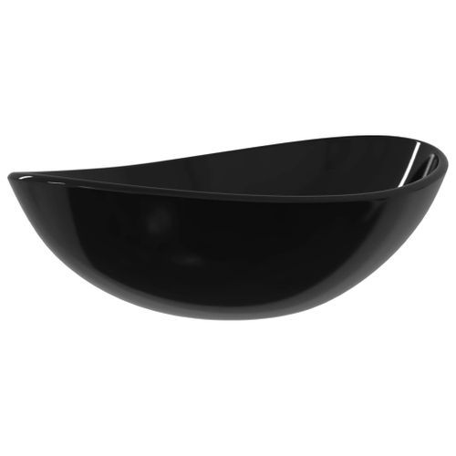 Lavabo Verre trempé 54,5x35x15,5 cm Noir - Photo n°2; ?>