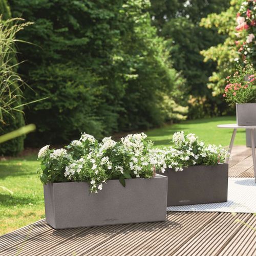 LECHUZA Jardinière BALCONERA Stone 50 ALL-IN-ONE Noir - Photo n°3; ?>