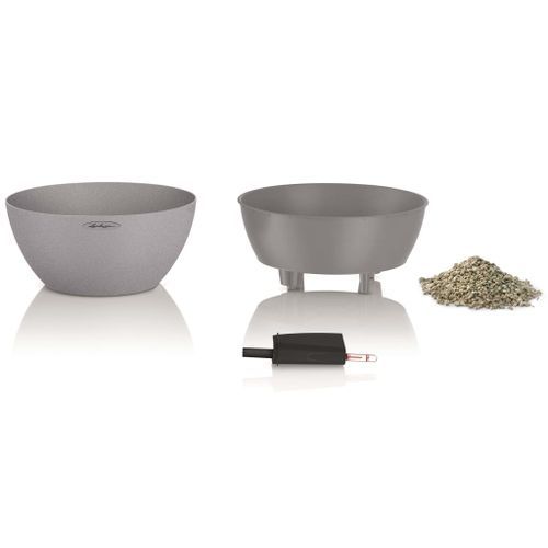 LECHUZA Jardinière CUBETO Stone 40 ALL-IN-ONE gris pierre 13840 - Photo n°2; ?>