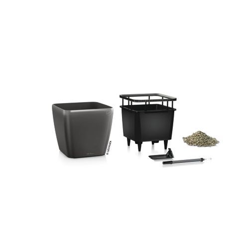 LECHUZA Jardinière de table QUADRO LS 21 ALL-IN-ONE Charbon métallique - Photo n°3; ?>