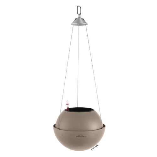 LECHUZA Jardinière suspendue BOLA Color 23 ALL-IN-ONE Marron sable - Photo n°2; ?>