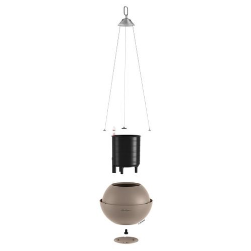 LECHUZA Jardinière suspendue BOLA Color 23 ALL-IN-ONE Marron sable - Photo n°3; ?>