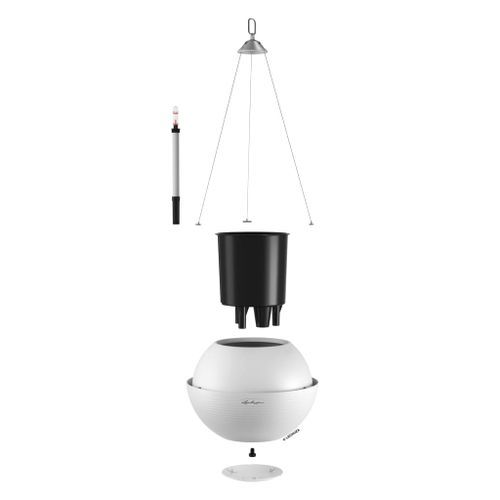 LECHUZA Jardinière suspendue BOLA Color 32 ALL-IN-ONE Blanc - Photo n°3; ?>