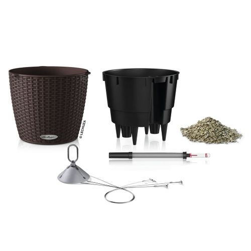 LECHUZA Jardinière suspendue NIDO Cottage 28 ALL-IN-ONE Moka - Photo n°3; ?>