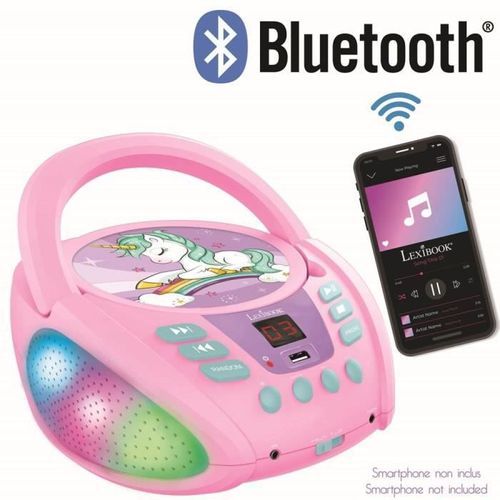 Lecteur CD Portable Bluetooth Licorne avec Effets Lumineux et USB - Photo n°3; ?>