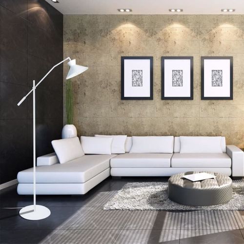LEEDS Lampadaire en acier 1 lumiere - Abat-jour Conique en acier - 90 x 25 x H175 cm - Blanc - E27 - Photo n°2; ?>