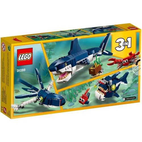 LEGO Creator 3-en-1 31088 Les Créatures Sous-Marines, Figurines Animaux Marins, Requin, Crabe - Photo n°2; ?>