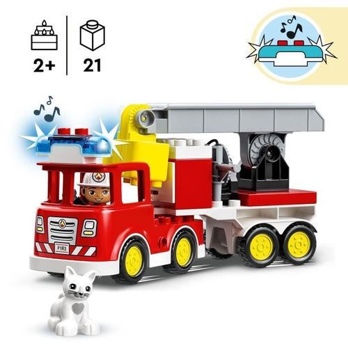 LEGO DUPLO Town 10969 Le Camion de Pompiers, Jouet Enfants 2 Ans, avec Lumieres et Sirene - Photo n°2; ?>