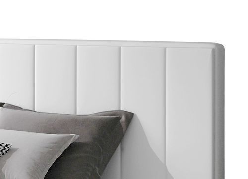Lit 140x200 cm simili cuir blanc capitonné vertical Vareze - Photo n°3; ?>
