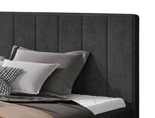 Lit 140x200 cm tissu anthracite capitonné vertical Vareze - Photo n°3; ?>