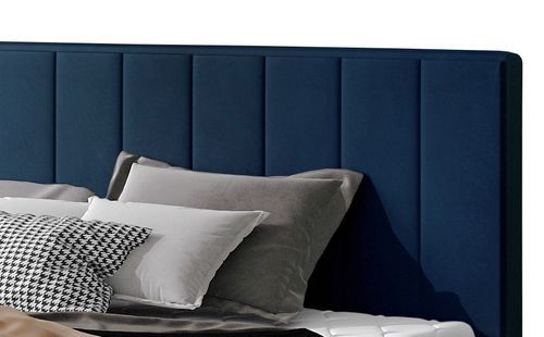 Lit 140x200 Cm Velours Bleu Foncé Capitonné Vertical Vareze 11 Lit 140x200 cm velours bleu foncé capitonné vertical Vareze - Photo n°3; ?>