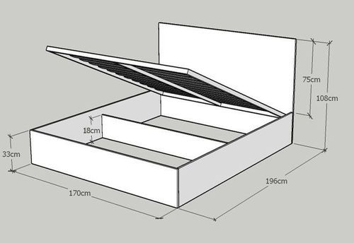 Lit 160x190 cm avec coffre bois blanc Landa - Photo n°3; ?>
