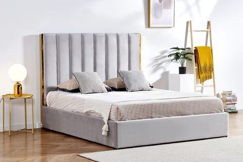 Lit 160x200 Cm Avec Coffre De Rangement Et Tête De Lit Velours Gris Et Laiton Pika 19 Lit 160x200 cm avec coffre de rangement et tête de lit velours gris et laiton Pika - Photo n°3; ?>