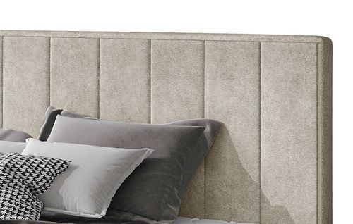 Lit 160x200 cm tissu beige clair capitonné vertical Vareze - Photo n°3; ?>