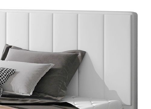Lit 180x200 cm simili cuir blanc capitonné vertical Vareze - Photo n°3; ?>