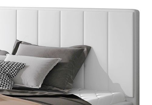 Lit 200x200 cm simili cuir blanc capitonné vertical Vareze - Photo n°3; ?>