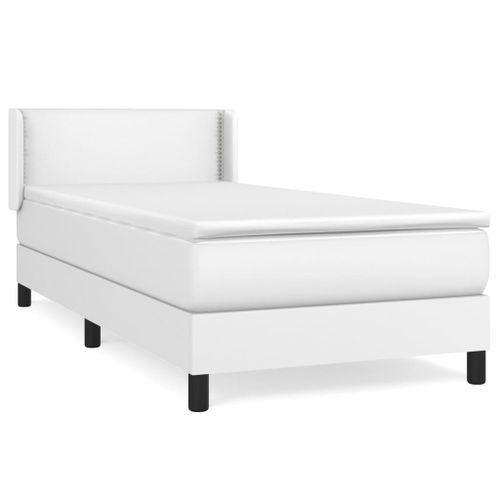 Lit à sommier tapissier avec matelas Blanc 80x200 cm Similicuir - Photo n°2; ?>
