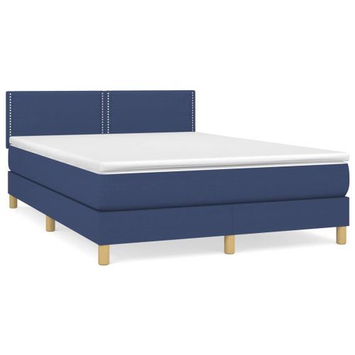 Lit à sommier tapissier avec matelas Bleu 140x200 cm Tissu 2 - Photo n°2; ?>