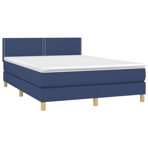 Lit à sommier tapissier avec matelas Bleu 140x200 cm Tissu 2 - Photo n°3; ?>