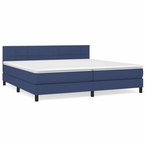 Lit à sommier tapissier avec matelas Bleu 200x200 cm Tissu 3 - Photo n°2; ?>