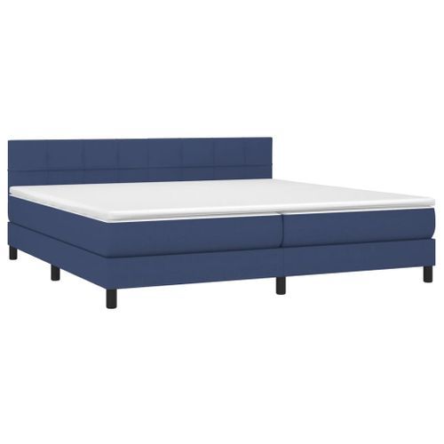 Lit à sommier tapissier avec matelas Bleu 200x200 cm Tissu 3 - Photo n°3; ?>