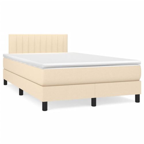 Lit à sommier tapissier avec matelas Crème 120x200 cm Tissu 4 - Photo n°2; ?>