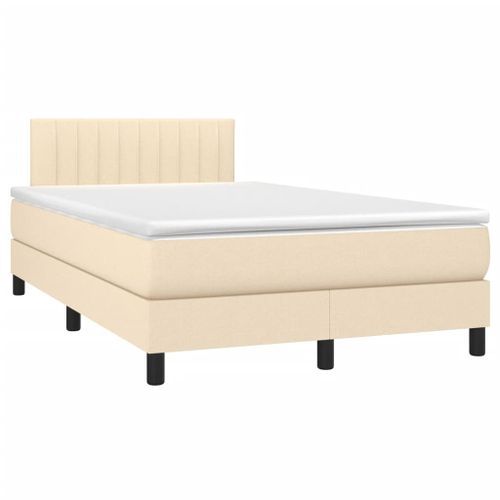 Lit à sommier tapissier avec matelas Crème 120x200 cm Tissu 4 - Photo n°3; ?>