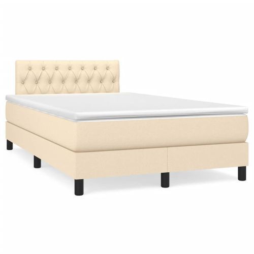 Lit à sommier tapissier avec matelas Crème 120x200 cm Tissu 5 - Photo n°2; ?>